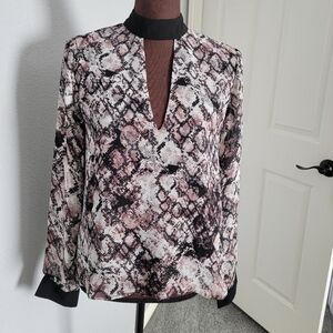 Snake Print Long Sleeve Blouse